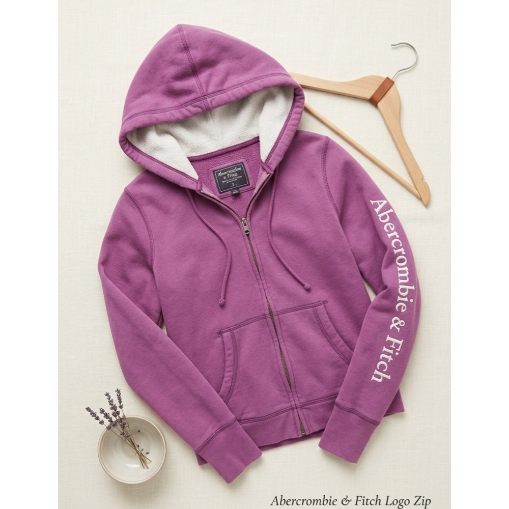 Abercrombie & Fitch Logo Zip Hoodie Women S Purple